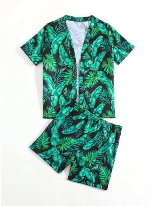 Toddler Boys Tropical Print Kimono Beach Shorts