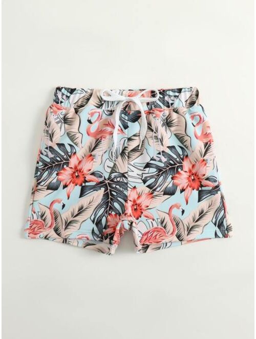 Toddler Boys Flamingo Tropical Print Swim Shorts