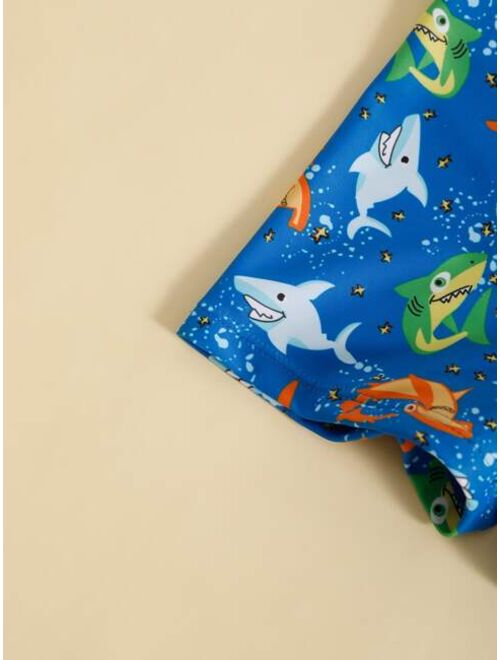 Toddler Boys Cartoon Shark Print Beach Shorts