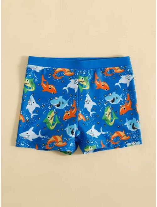 Toddler Boys Cartoon Shark Print Beach Shorts