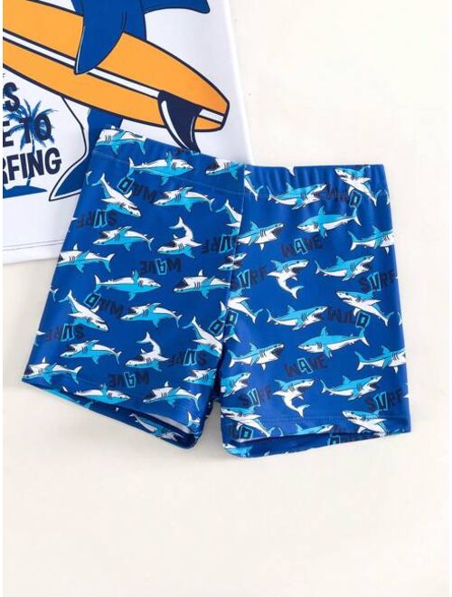 Toddler Boys Shark Print Beach Swimsuit