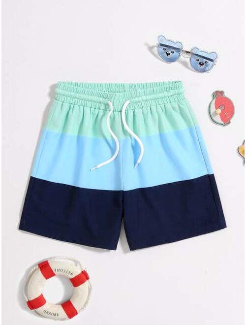 Toddler Boy Color Block Drawstring Waist Swim Shorts