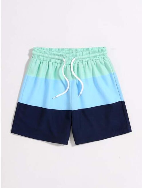 Toddler Boy Color Block Drawstring Waist Swim Shorts