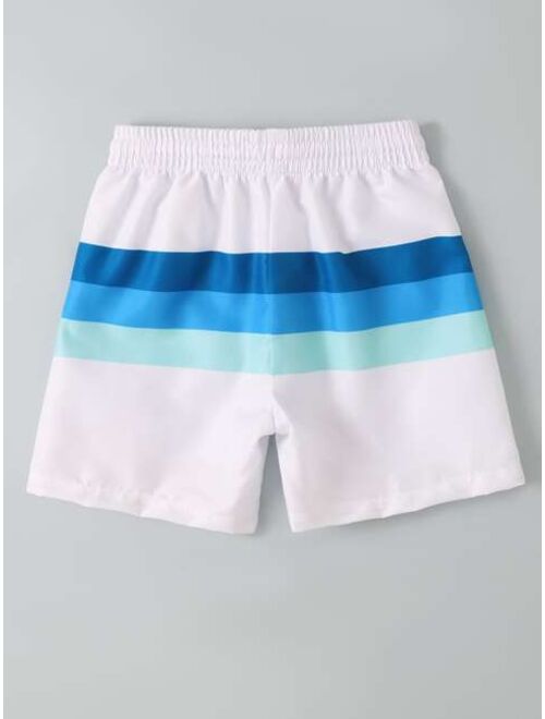 Toddler Boys Color Block Drawstring Waist Swim Shorts
