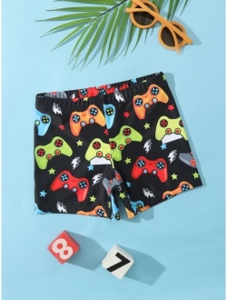 Toddler Boys Gamepad Print Swim Shorts