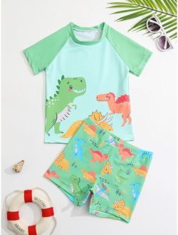 Toddler Boys Dinosaur Print Beach Swimsuit