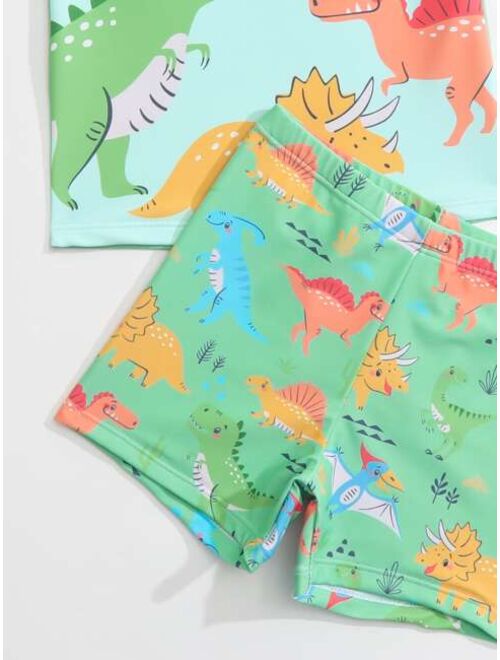 Toddler Boys Dinosaur Print Beach Swimsuit
