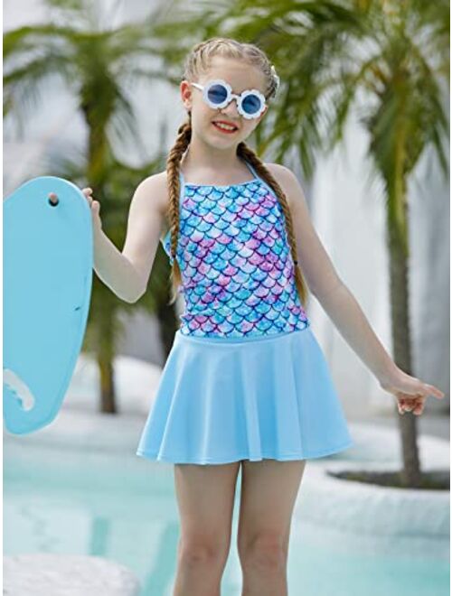 Taubow Girls Tankini Swimsuit Two Piece Bathing Suit with Adjustable Strap Hawaii Beach Swimwear 5-12 Years