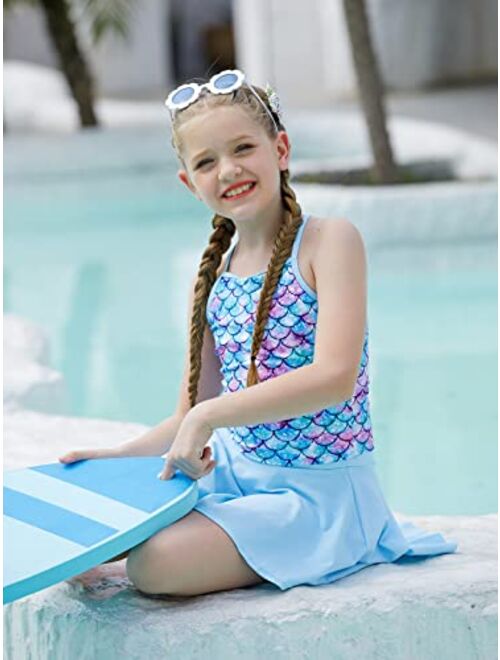 Taubow Girls Tankini Swimsuit Two Piece Bathing Suit with Adjustable Strap Hawaii Beach Swimwear 5-12 Years