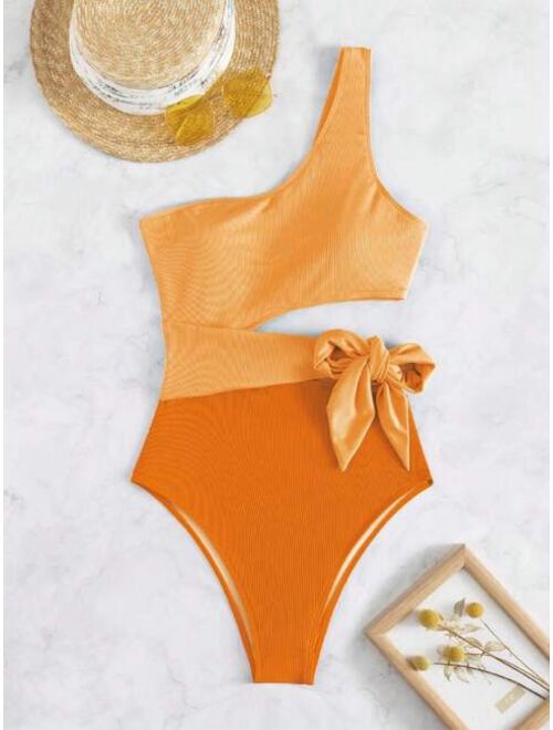 Shein Ombre Cut Out One Shoulder One Piece Swimsuit