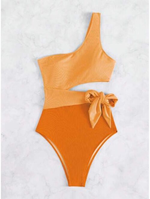 Shein Ombre Cut Out One Shoulder One Piece Swimsuit
