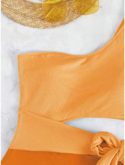 Shein Ombre Cut Out One Shoulder One Piece Swimsuit