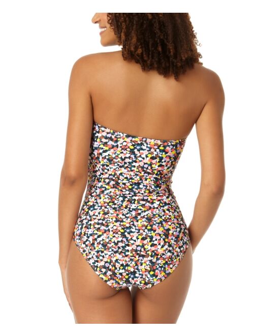 Anne Cole Women's Printed Twist-Front Ruched One-Piece Swimsuit