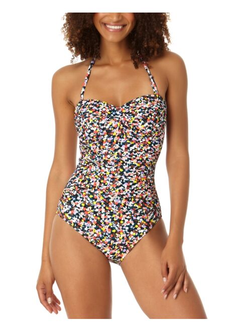 Anne Cole Women's Printed Twist-Front Ruched One-Piece Swimsuit
