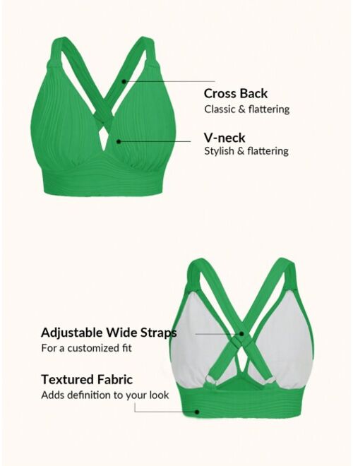 SHEIN DD Solid Crisscross Back Bikini Top