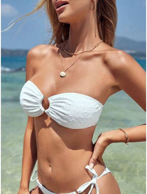 SHEIN Ring Linked Bandeau Bikini Top