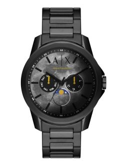 A|X ARMANI EXCHANGE Men's Moonphase Multifunction Black Stainless Steel Bracelet Watch, 44mm
