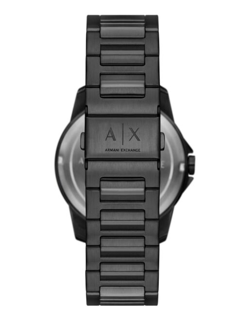 A|X ARMANI EXCHANGE Men's Moonphase Multifunction Black Stainless Steel Bracelet Watch, 44mm