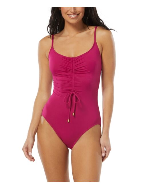 Vince Camuto Women's Cinched-Front V-Neck One-Piece Swimsuit