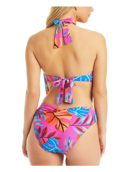 Bar III Women's Paradise In The Palms Cowl Neck One-Piece Swimsuit, Created for Macy's