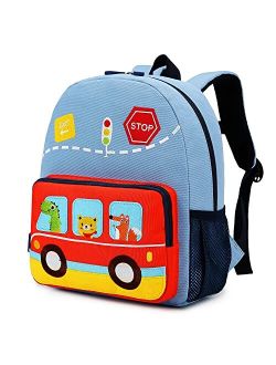 willikiva Car Dinosaur Kids Toddler Backpack for Boys and Girls Children Waterproof Preschool Bag(Bus)