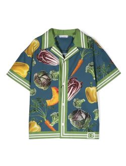 Kids vegetable-print short-sleeve shirt
