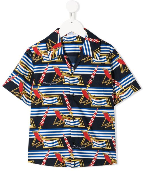 Dolce & Gabbana Kids beach scene-print short sleeved shirt