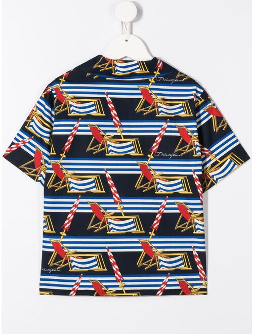 Dolce & Gabbana Kids beach scene-print short sleeved shirt