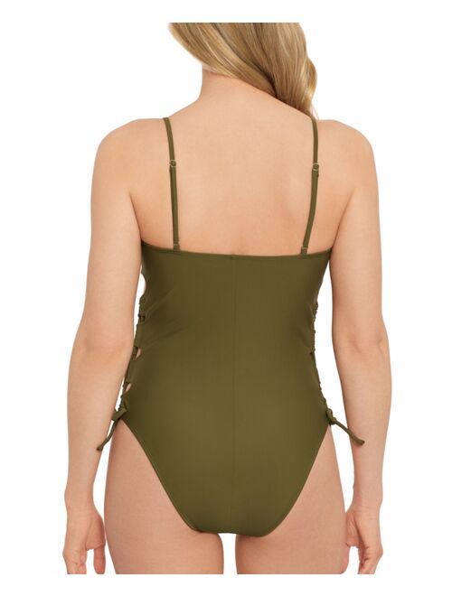 Salt + Cove Juniors' Lace-Up Sides One-Piece Swimsuit, Created for Macy's