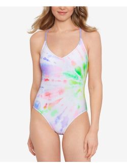 Salt + Cove Juniors' Night Lights Lace-Back One-Piece Swimsuit, Created for Macy's