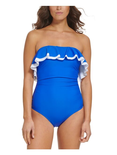 Tommy Hilfiger Strapless Flounce One-Piece Swimsuit
