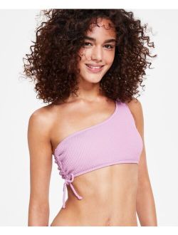 Salt + Cove Juniors' One-Shoulder Side-Shirred Bikini Top, Created For Macy's