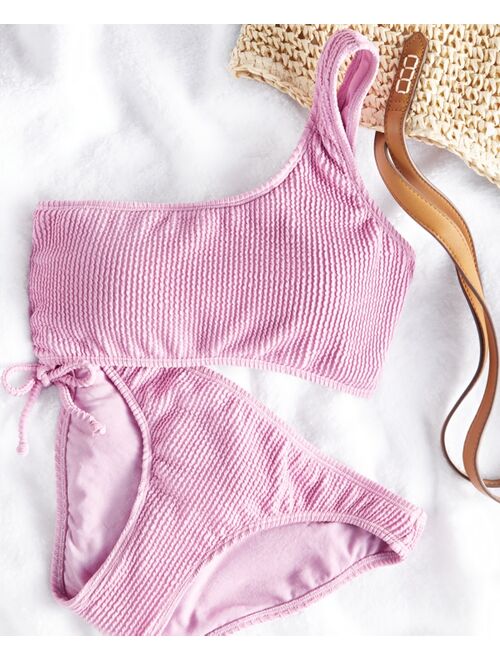 Salt + Cove Juniors' One-Shoulder Side-Shirred Bikini Top, Created For Macy's