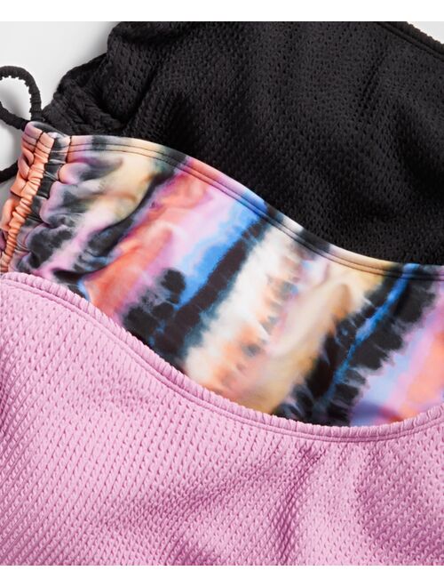 Salt + Cove Juniors' One-Shoulder Side-Shirred Bikini Top, Created For Macy's
