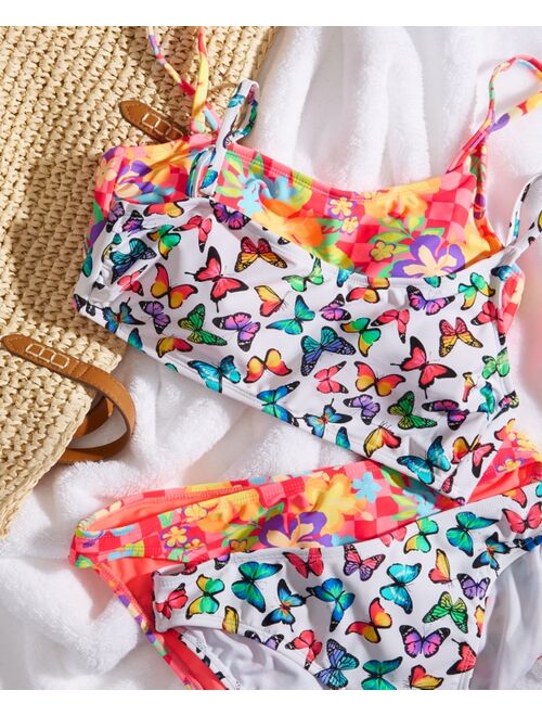 Salt + Cove Juniors' Art Block Tropic Asymmetrical Bikini Top, Created for Macy's