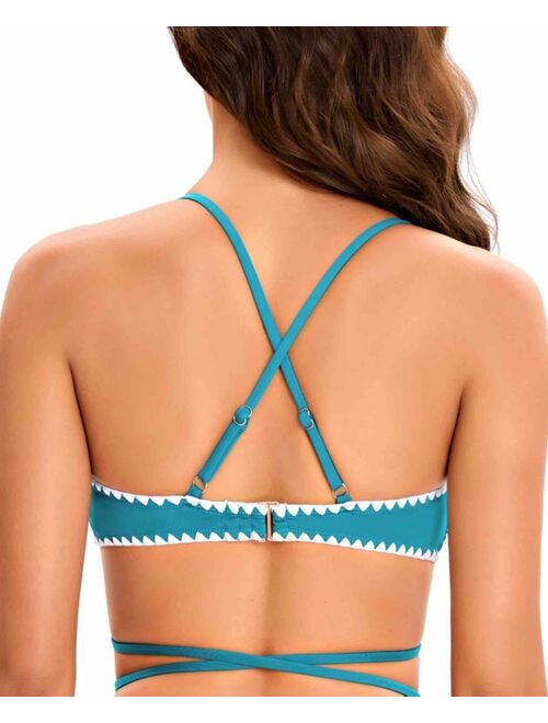 Lucky Brand Women's Shell-Stitch Wrap-Bra Swim Top
