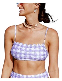 Women's Summertime Gingham Scalloped Bralette Bikini Top