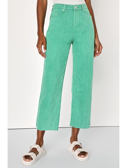 BLANKNYC Blank NYC The Baxter Green Denim High-Waisted Straight Jeans
