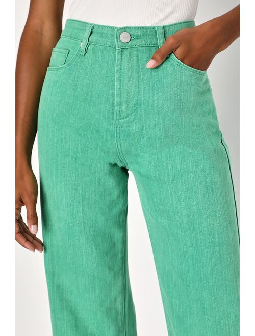 BLANKNYC Blank NYC The Baxter Green Denim High-Waisted Straight Jeans