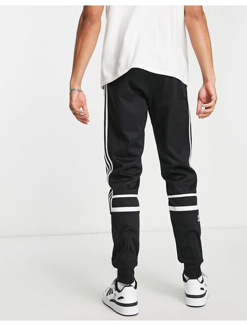 adidas Originals Tall adicolor Challenger three stripe slim fit sweatpants in black