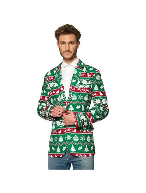 Men's Suitmeister Slim-Fit Nordic Christmas Green Blazer