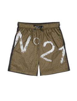 No21 Kids logo-print swimming shorts