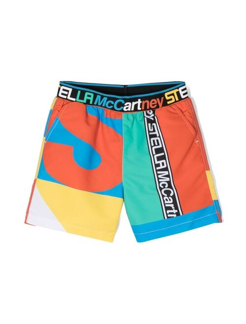 Stella McCartney Kids colour-block recycled-polyester swim shorts