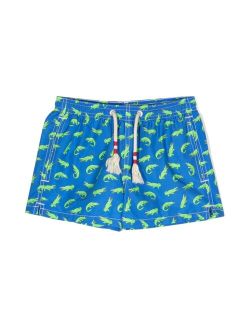MC2 Saint Barth Kids alligator-print drawstring swim shorts