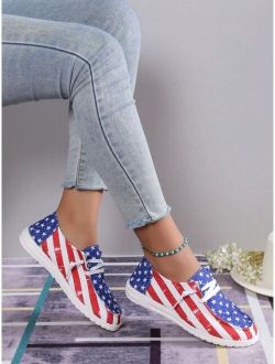 Women's Fashionable Casual Athletic Shoes With Star And Stripe Pattern