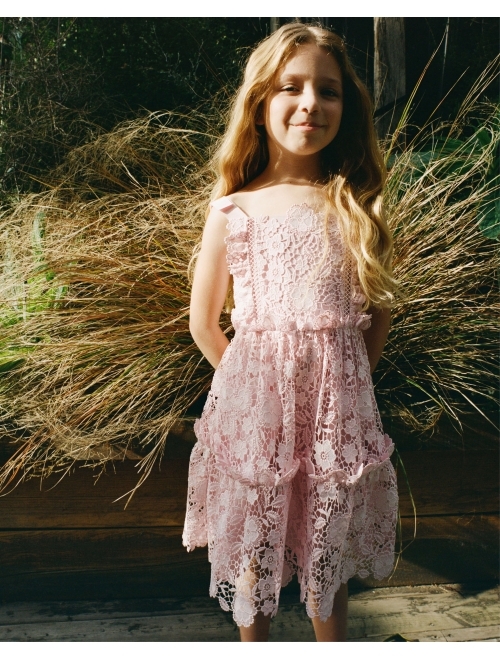 Self-Portrait Kids lace-pattern mini dress