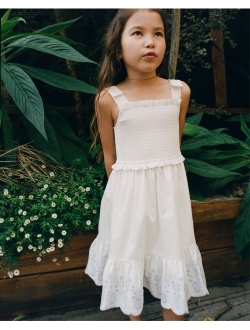 Kids embroidered-edge cotton dress