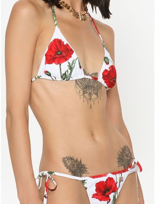 Dolce & Gabbana floral-print triangle bikini