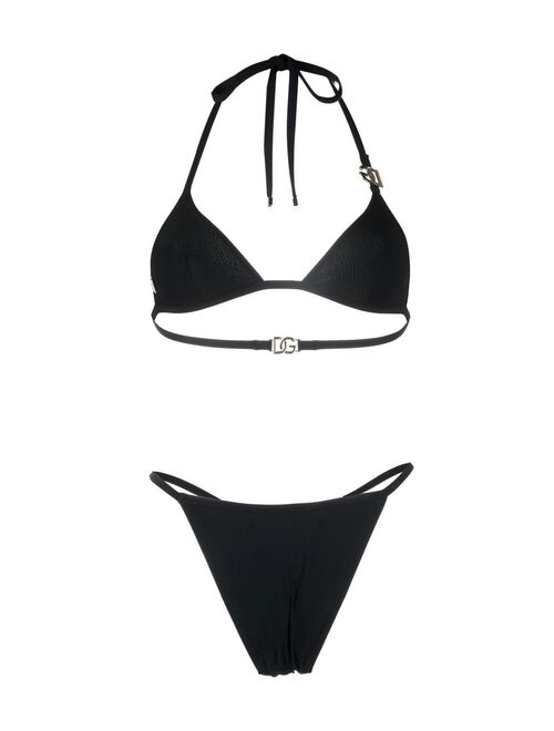 Dolce & Gabbana logo-plaque halterneck bikini set