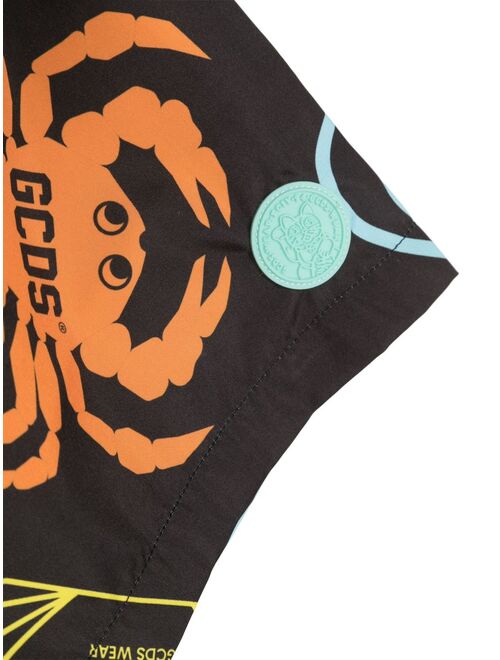 Gcds Kids logo-print drawstring-waist swim shorts